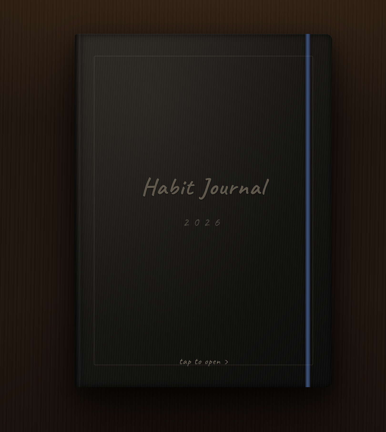 Closed leather-like journal cover on wooden desk